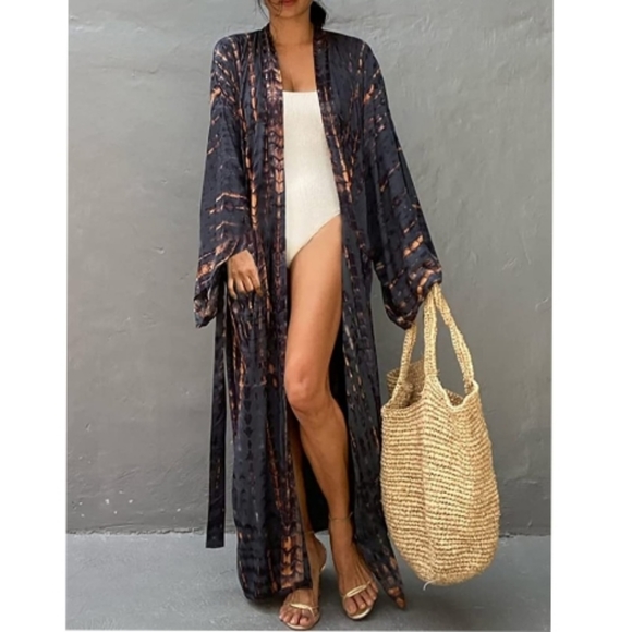 Swim Open Front Long Kimono Swimsuit Cover Up Poshmark
